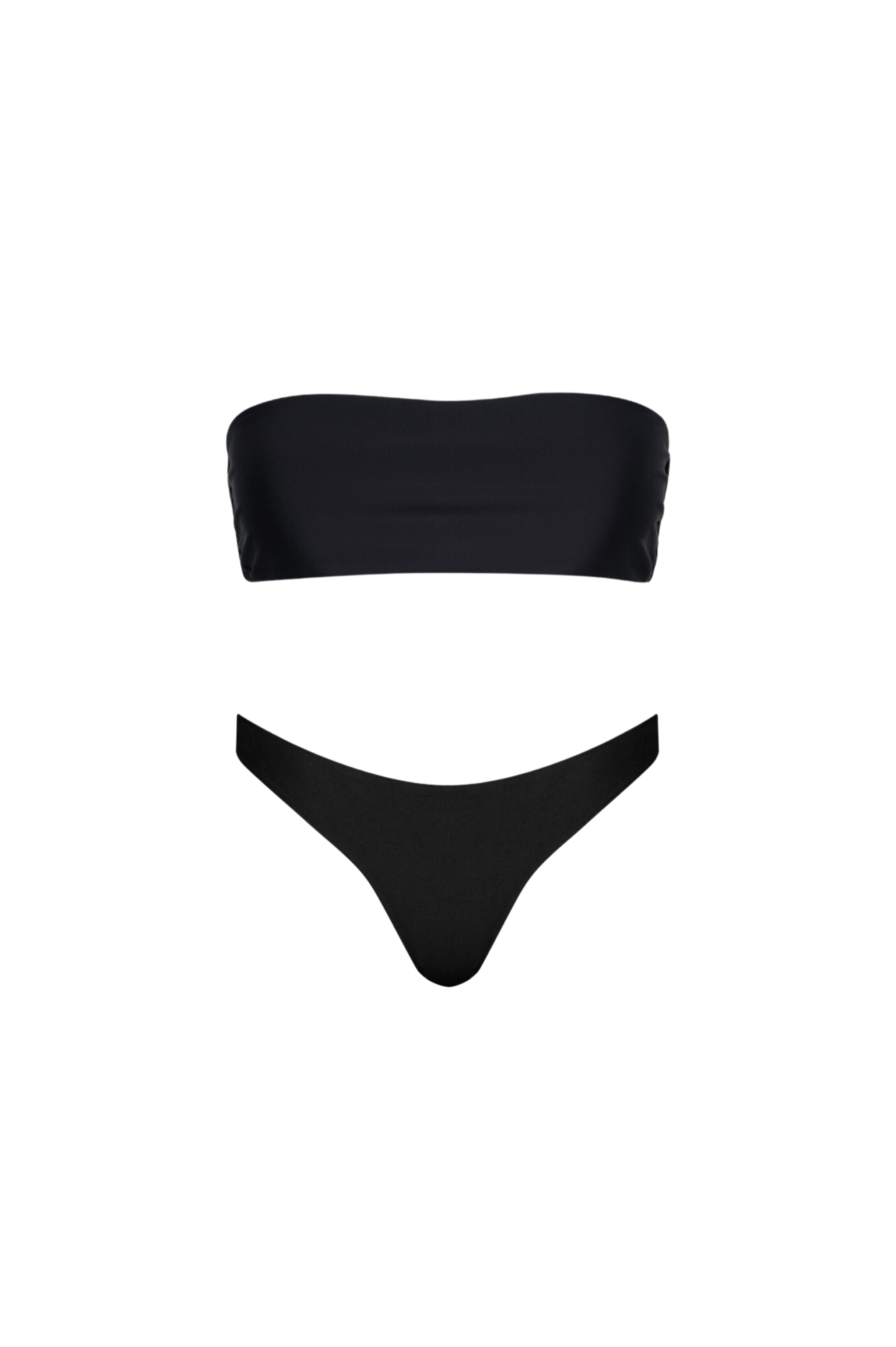 Santorini Seamless Bandeau Bikini Set Black - PLAYALUXE