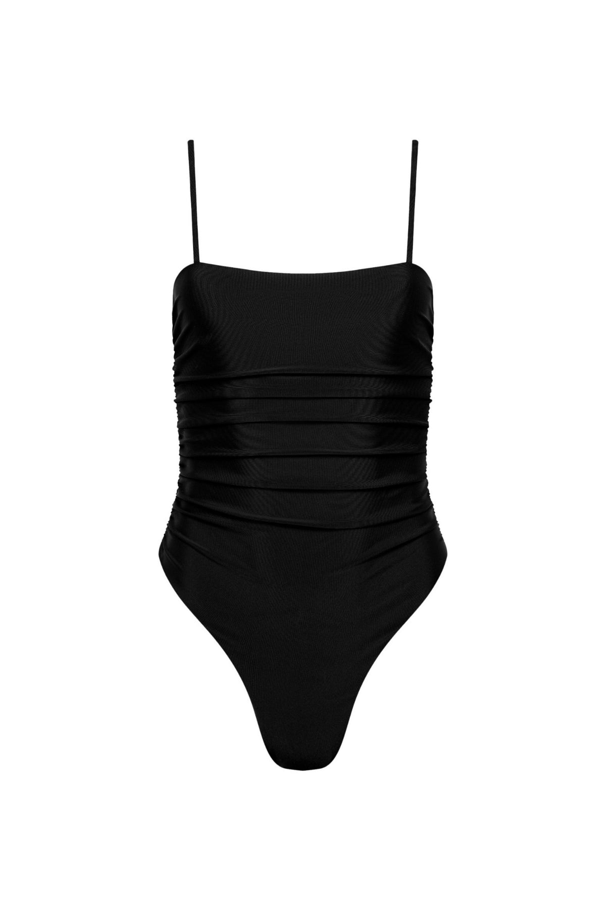 PLAYALUXE Seychelles Ruched One Piece Swimsuit - Black
