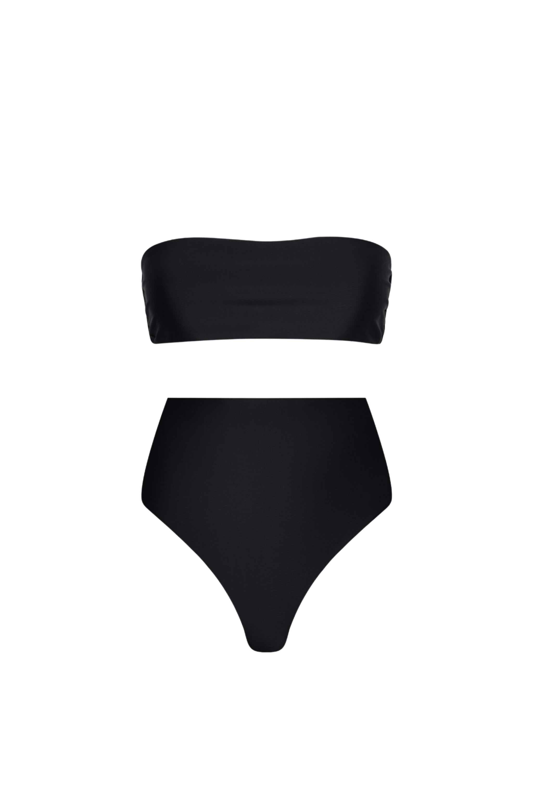 Strapless High Waist Bikini Set Black - PLAYALUXE
