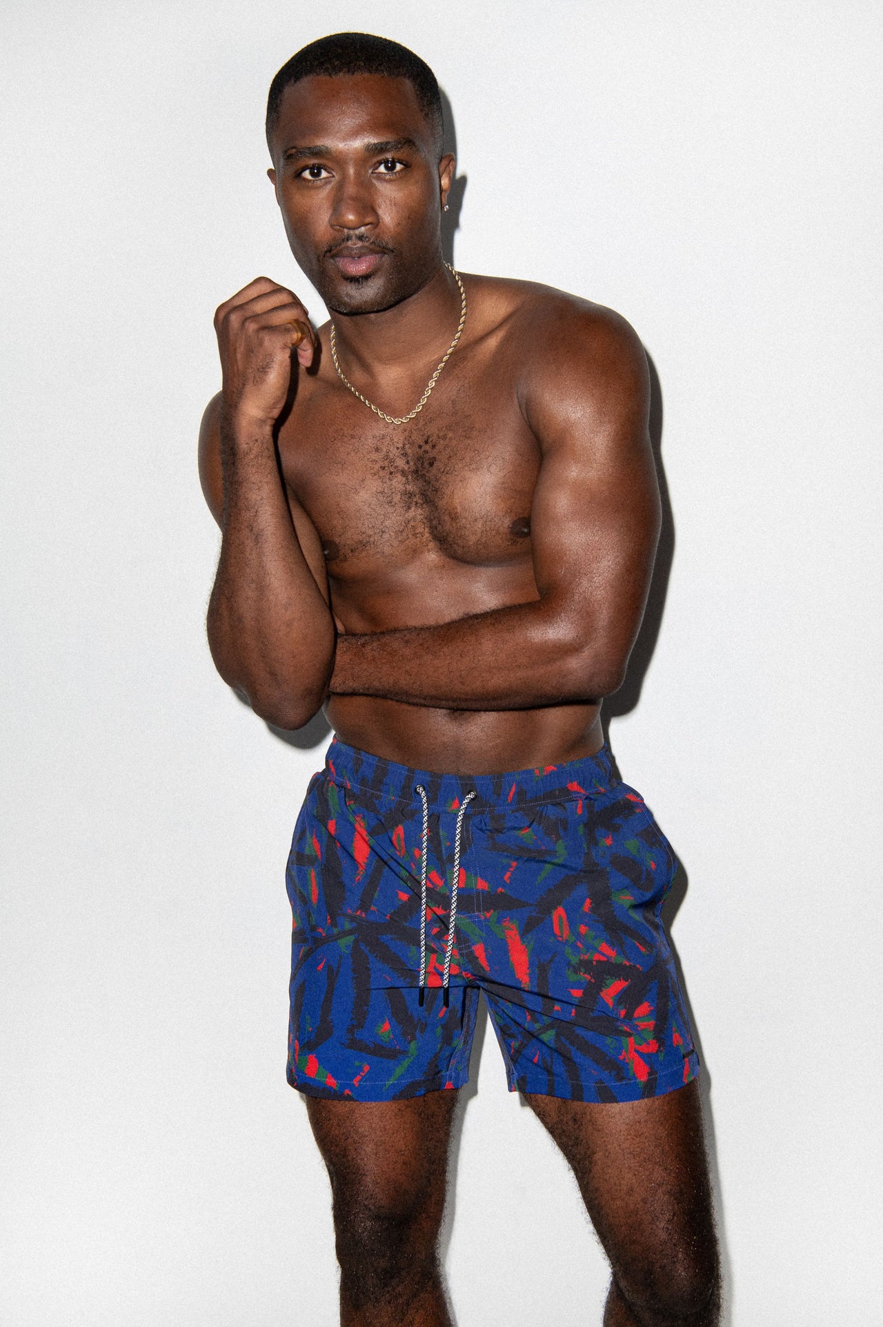 Tulum 5-Inch Swim Trunk Navy Palm