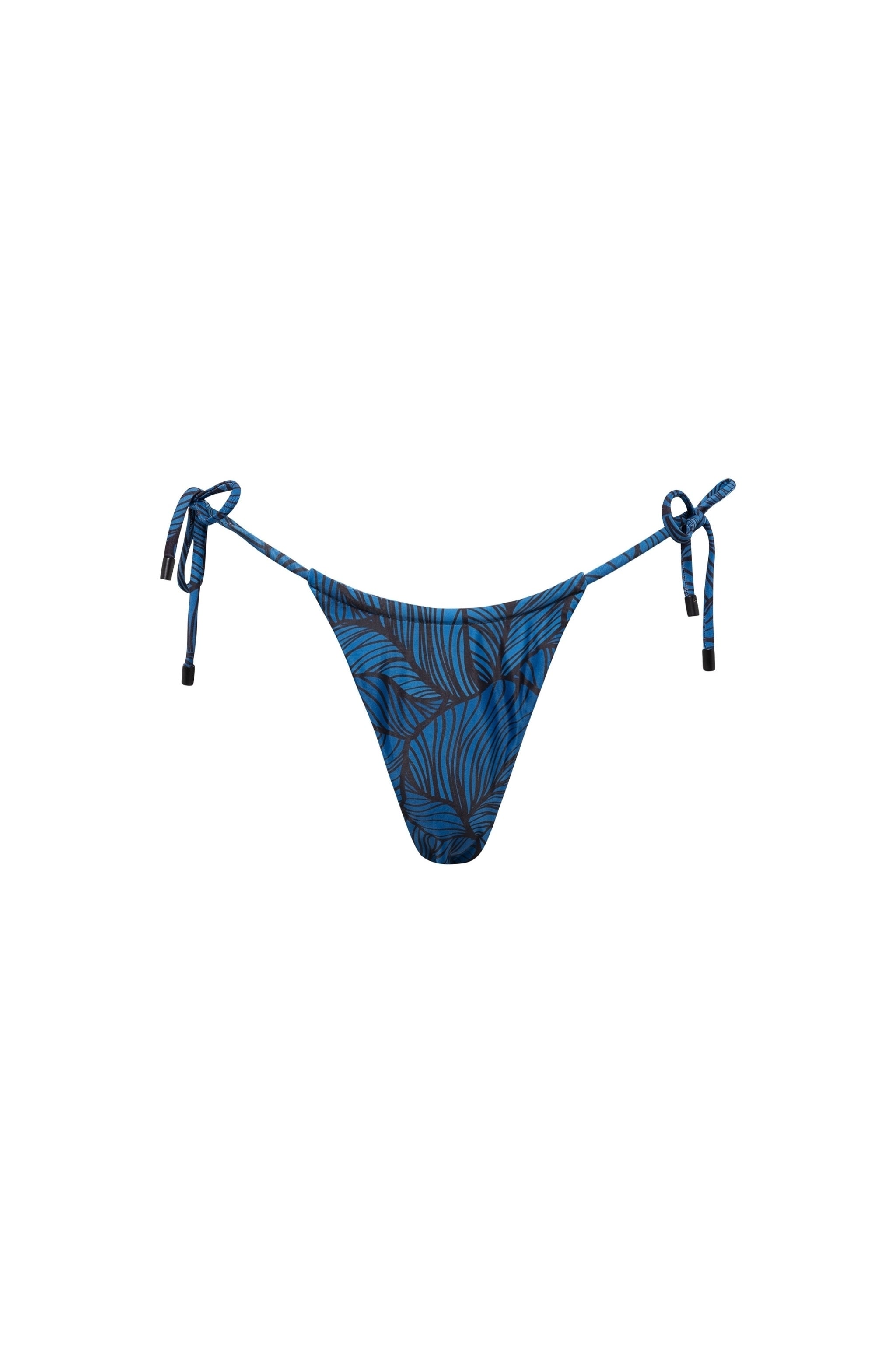Waikiki Side Tie Bikini Bottom Blue Leaf - PLAYALUXE