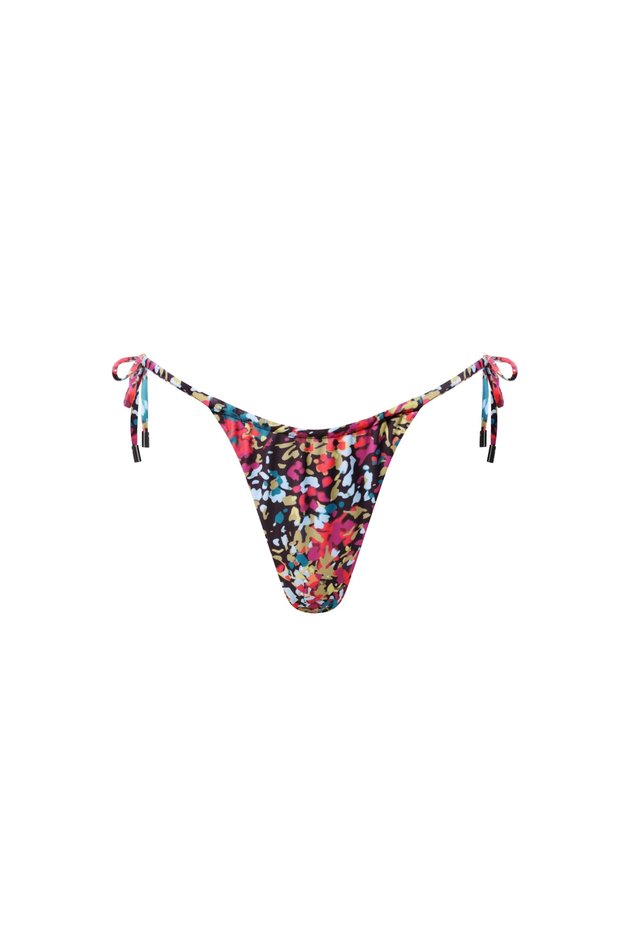 Waikiki Side Tie Bikini Bottom Red Confetti - PLAYALUXE