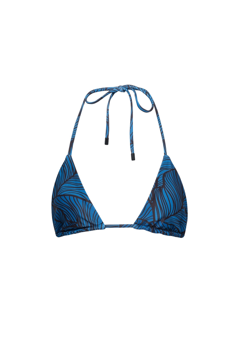 Waikiki Triangle Bikini Top Blue Leaf - PLAYALUXE