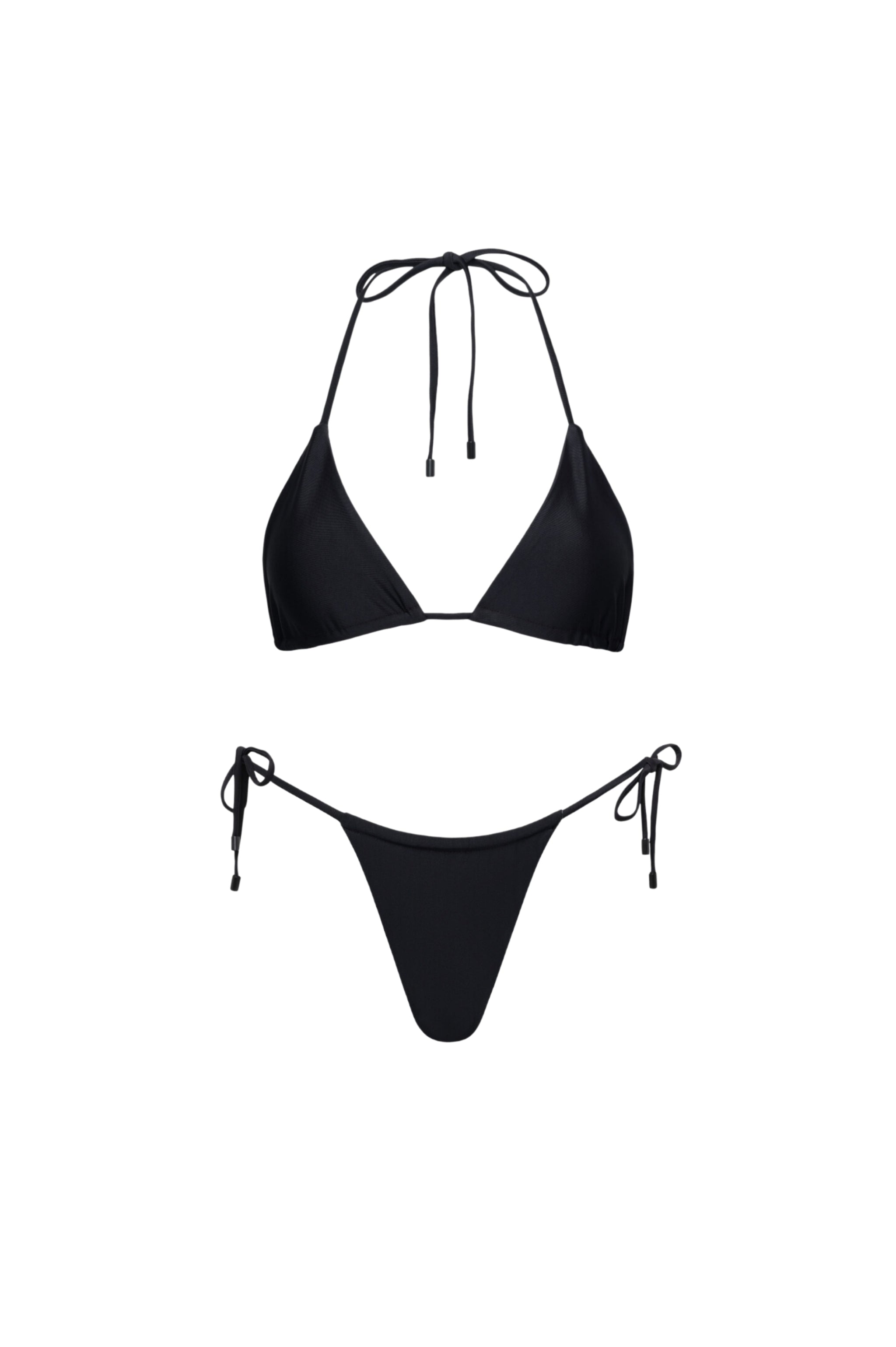 Waikiki Triangle String Bikini Set Black - PLAYALUXE